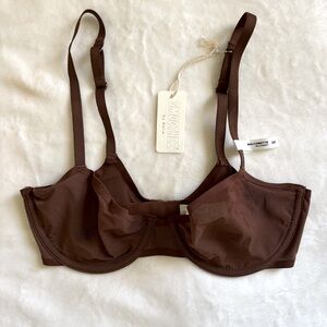 Unlined Brown Underwire Bra -